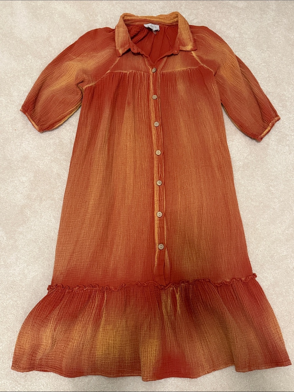 Hayden Button-Front Maxi Dress in Rust Ombre